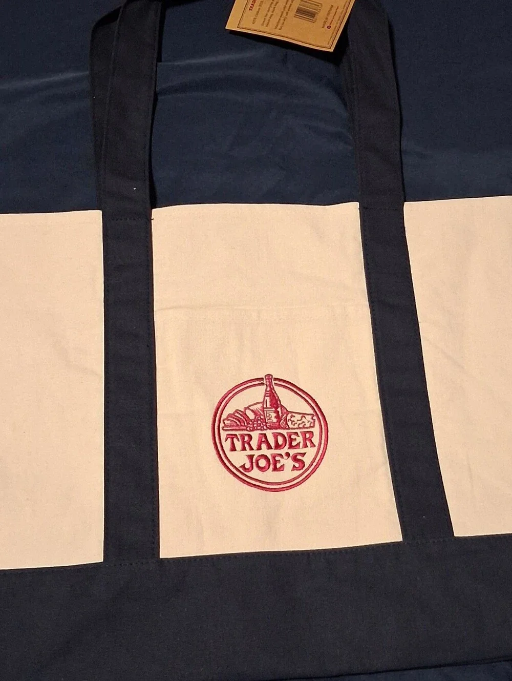 NWT! Trader Joe' Tote Bag - Large Canvas  Blue Bag